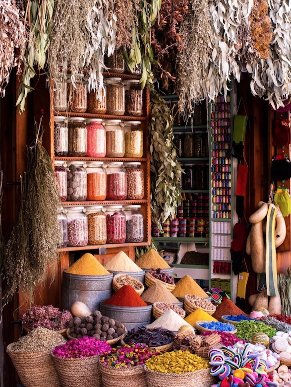 Spice stall in the souk of Fez