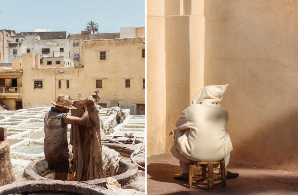 Homme en action dans les tanneries